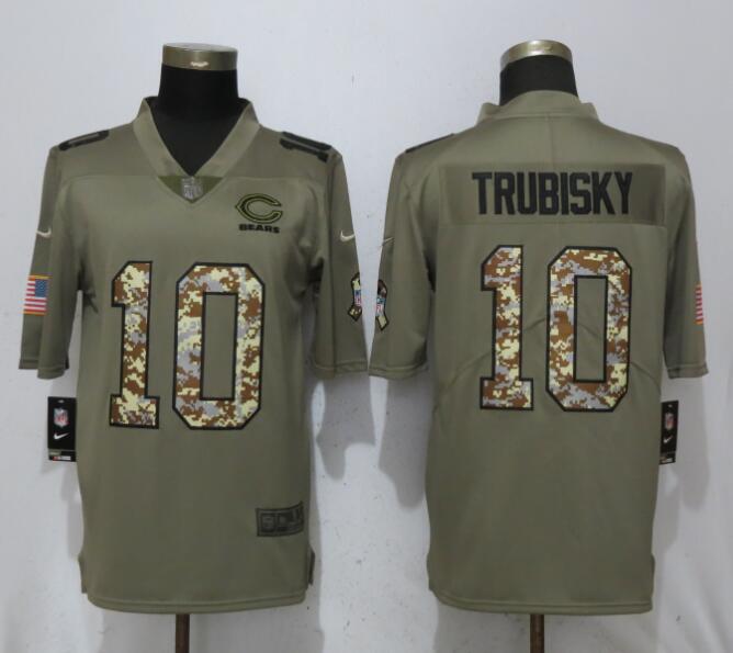 Men Chicago Bears #10 Trubisky Olive Camo Carson Salute to Service Nike Limited NFL Jerseys->houston texans->NFL Jersey
